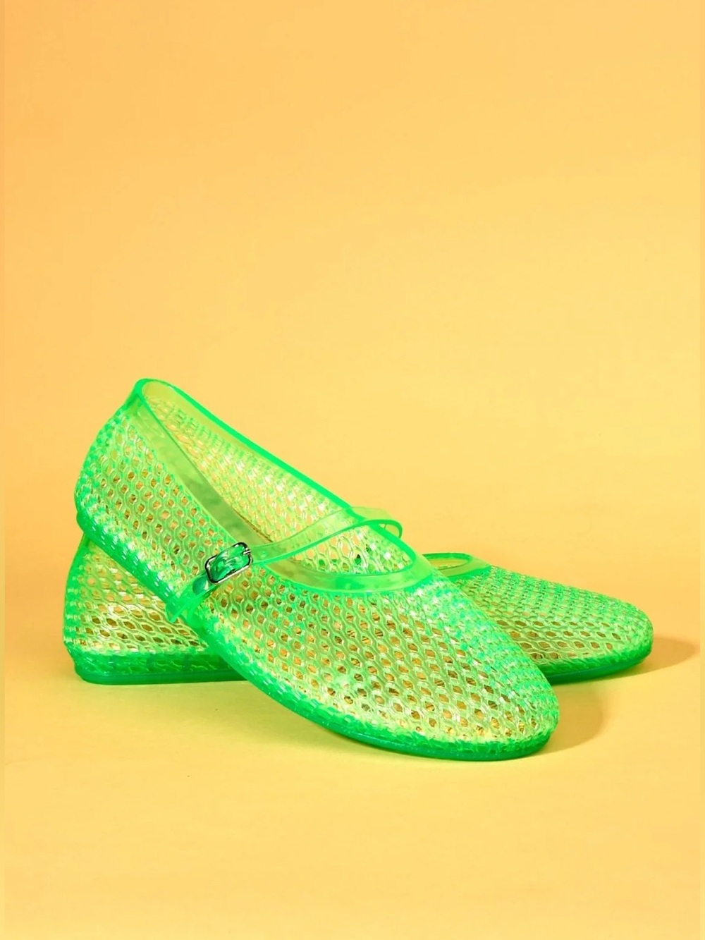 Transparent Green Jelly Mary Jane Flats, Women’s Size 7, Forever